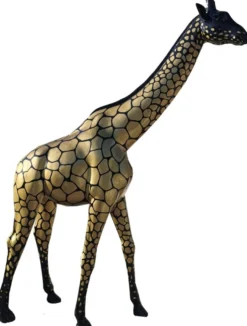 Casa Padrino Designer Deko Giraffe Schwarz / Gold H. 320 cm - Riesige Dekofigur - Lebensgroße Tierfigur - Gartendeko Skulptur