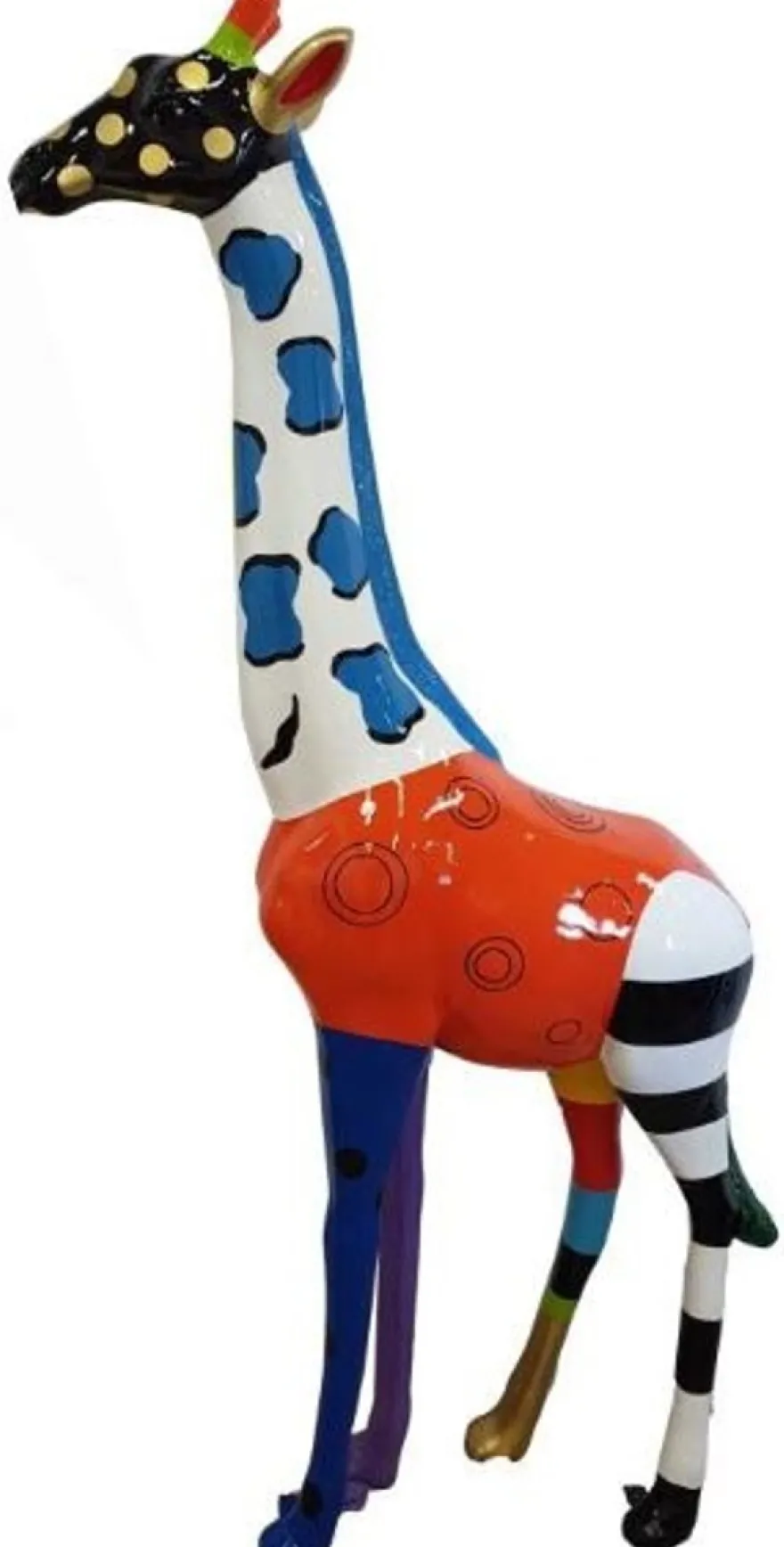Casa Padrino Designer Deko Giraffe Bunt H. 205 cm - Riesige Dekofigur - Gartendeko Skulptur - Wetterbeständige Gartenfigur