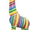 Casa Padrino Designer Deko Giraffe mit Streifen Mehrfarbig H. 205 cm - Riesige Dekofigur - Gartendeko Skulptur - Gartenfigur