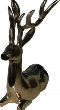 Casa Padrino Designer Deko Hirsch liegend Gold 18 x 13 x 23 cm - Skulptur aus poliertem Aluminium