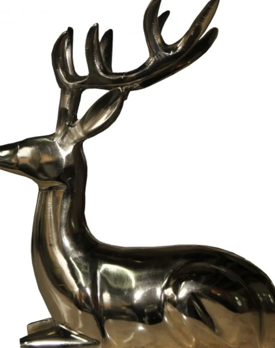 Casa Padrino Designer Deko Hirsch liegend Gold 18 x 13 x 23 cm - Skulptur aus poliertem Aluminium
