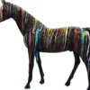 Casa Padrino Designer Deko Pferd Schwarz / Mehrfarbig 220 x H. 190 cm - Riesige Dekofigur - Lebensgroße Tierfigur - Gartendeko Skulptur