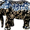Casa Padrino Designer Deko Skulptur Elefant mit Glitzer Look Schwarz / Gold 90 x H. 70 cm - Deko Tierfigur - Wetterbeständige Gartendekofigur - Deko Accessoires