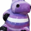 Casa Padrino Designer Deko Skulptur Sitzendes Nilpferd Lila / Mehrfarbig H. 48 cm - Wetterbeständige Dekofigur - Wohnzimmer Deko - Garten Deko - Terrassen Deko