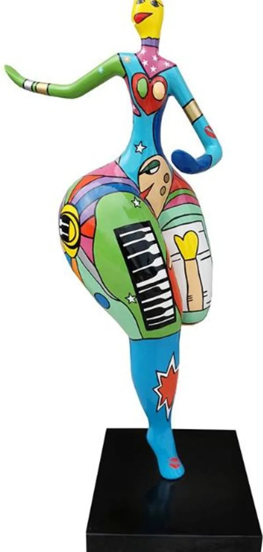Casa Padrino Designer Deko Skulptur Tanzende Frau Mehrfarbig H. 130 cm - Gartendeko Skulptur - Wetterbeständige Dekofigur - Deko Accessoires
