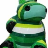 Casa Padrino Designer Deko Skulptur Sitzendes Nilpferd Grün / Mehrfarbig H. 48 cm - Wetterbeständige Dekofigur - Wohnzimmer Deko - Garten Deko - Terrassen Deko