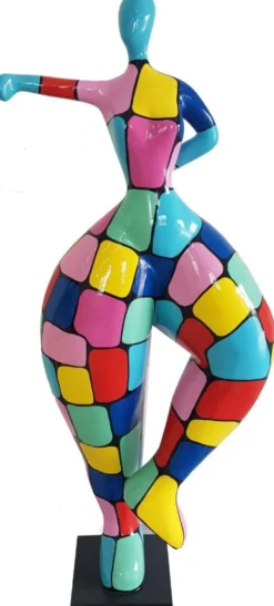 Casa Padrino Designer Deko Skulptur Frau beim Sport Mehrfarbig H. 132 cm - Dekofigur - Gartendeko Skulptur - Luxus Gartenfigur