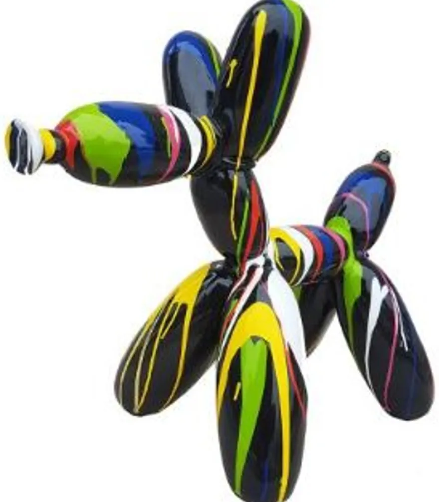 Casa Padrino Designer Deko Skulptur Ballon Hund Schwarz / Mehrfarbig 62 x H. 57 cm - Dekorative Tierfigur - Wetterbeständige Dekofigur