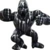 Casa Padrino Designer Deko Skulptur Gorilla Affe Schwarz / Silber 80 x 40 x H. 70 cm - Wetterbeständige Dekofigur