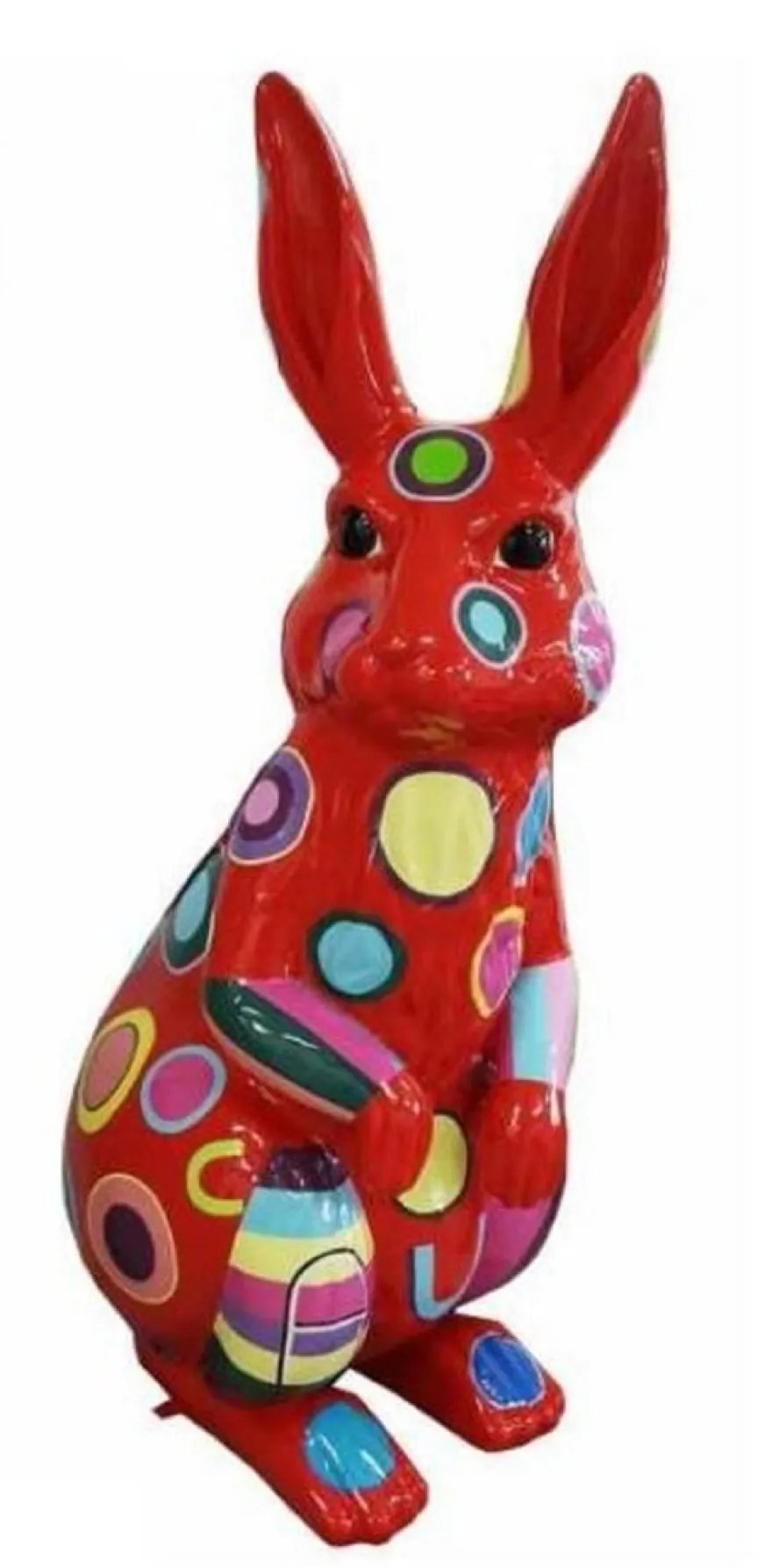 Casa Padrino Designer Deko Skulptur Hase H. 110 cm - Wohnzimmer Deko Skulptur - Gartendeko Skulptur - Wetterbeständige Tierfigur XXL Gartenskulptur