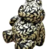 Casa Padrino Designer Deko Skulptur Sitzendes Nilpferd mit Glitzer Look Schwarz / Gold H. 48 cm - Wetterbeständige Dekofigur - Wohnzimmer Deko - Garten Deko - Terrassen Deko