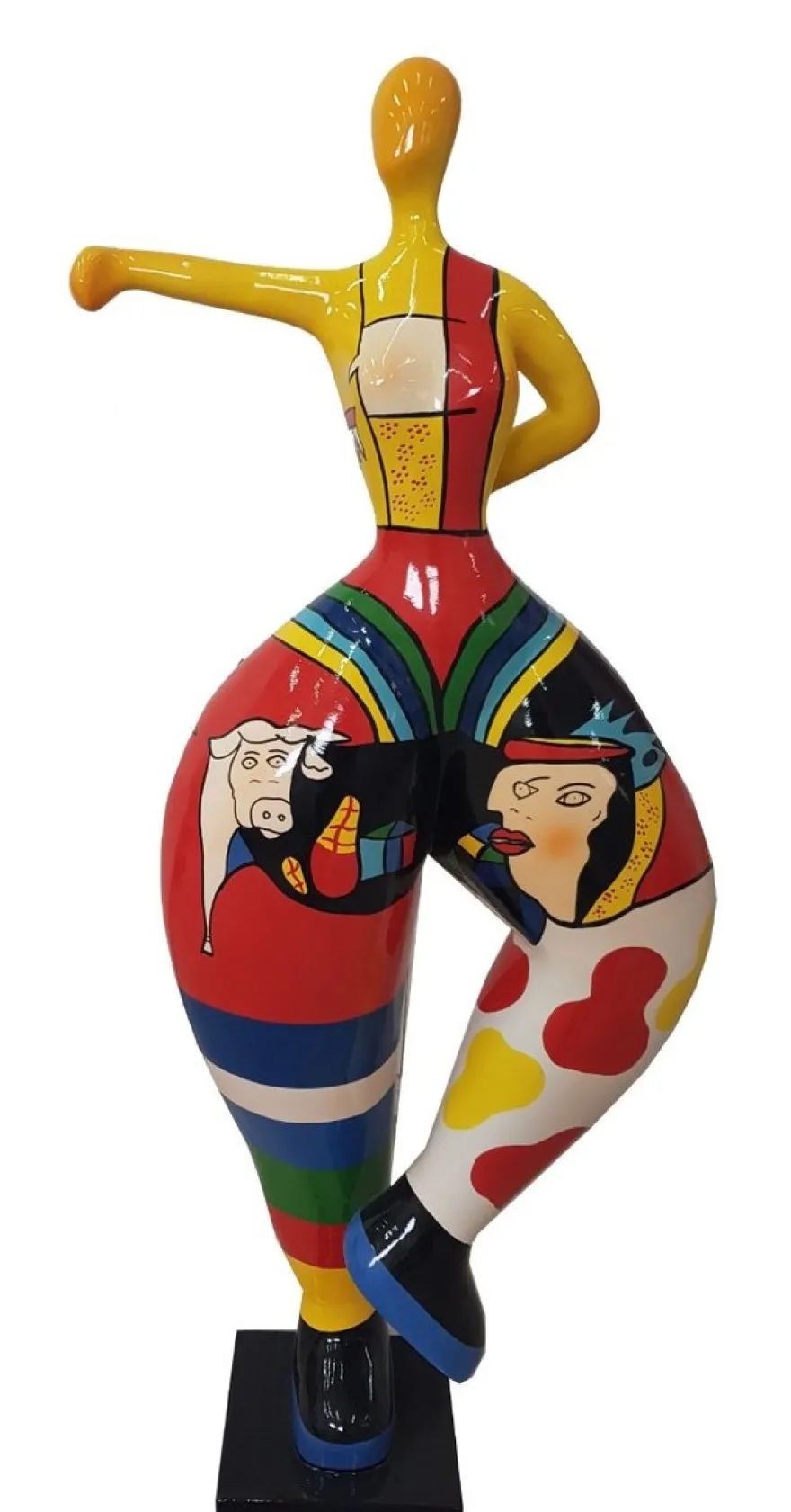 Casa Padrino Designer Deko Skulptur Frau beim Sport Mehrfarbig H. 85 cm - Gartendeko Skulptur - Luxus Gartenfigur