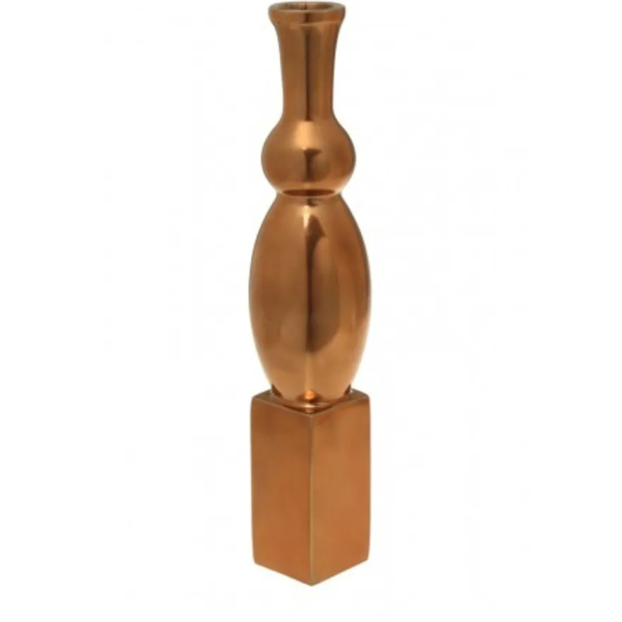 Casa Padrino Designer Deko Vase in Rotgold - Elegantes Metallobjekt - Höhe 30 cm, Breite 7 cm