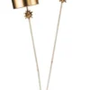 Casa Padrino Designer Doppel Stehleuchte Gold / Taupe 63,5 x 35,6 x H. 198,1 cm - Moderne Stahl Stehlampe - Luxus Wohnzimmer Leuchten