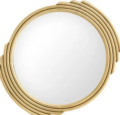 Casa Padrino Designer Edelstahl Spiegel Gold Ø 100 cm - Luxus Wohnzimmer Wandspiegel