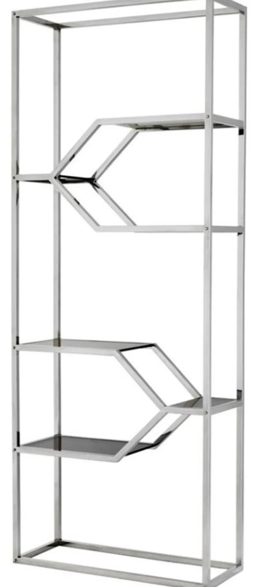 Casa Padrino Designer Edelstahl Regalschrank mit Rauchglas 90 x 38 x H. 230 cm - Luxus Hotel Möbel