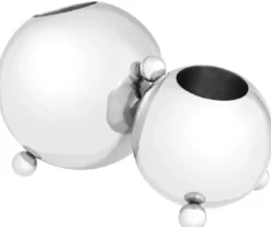 Casa Padrino Designer Edelstahl Flaschenhalter Silber 45 x 25,5 x H. 25,5 cm - Flaschenhalter für 2 Flaschen - Luxus Accessoires