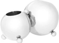 Casa Padrino Designer Edelstahl Flaschenhalter Silber 45 x 25,5 x H. 25,5 cm - Flaschenhalter für 2 Flaschen - Luxus Accessoires