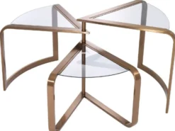 Casa Padrino Designer Edelstahl Beistelltisch mit Glasplatten Kupferfarben 109 x 58 x H. 56 cm - Designer Möbel