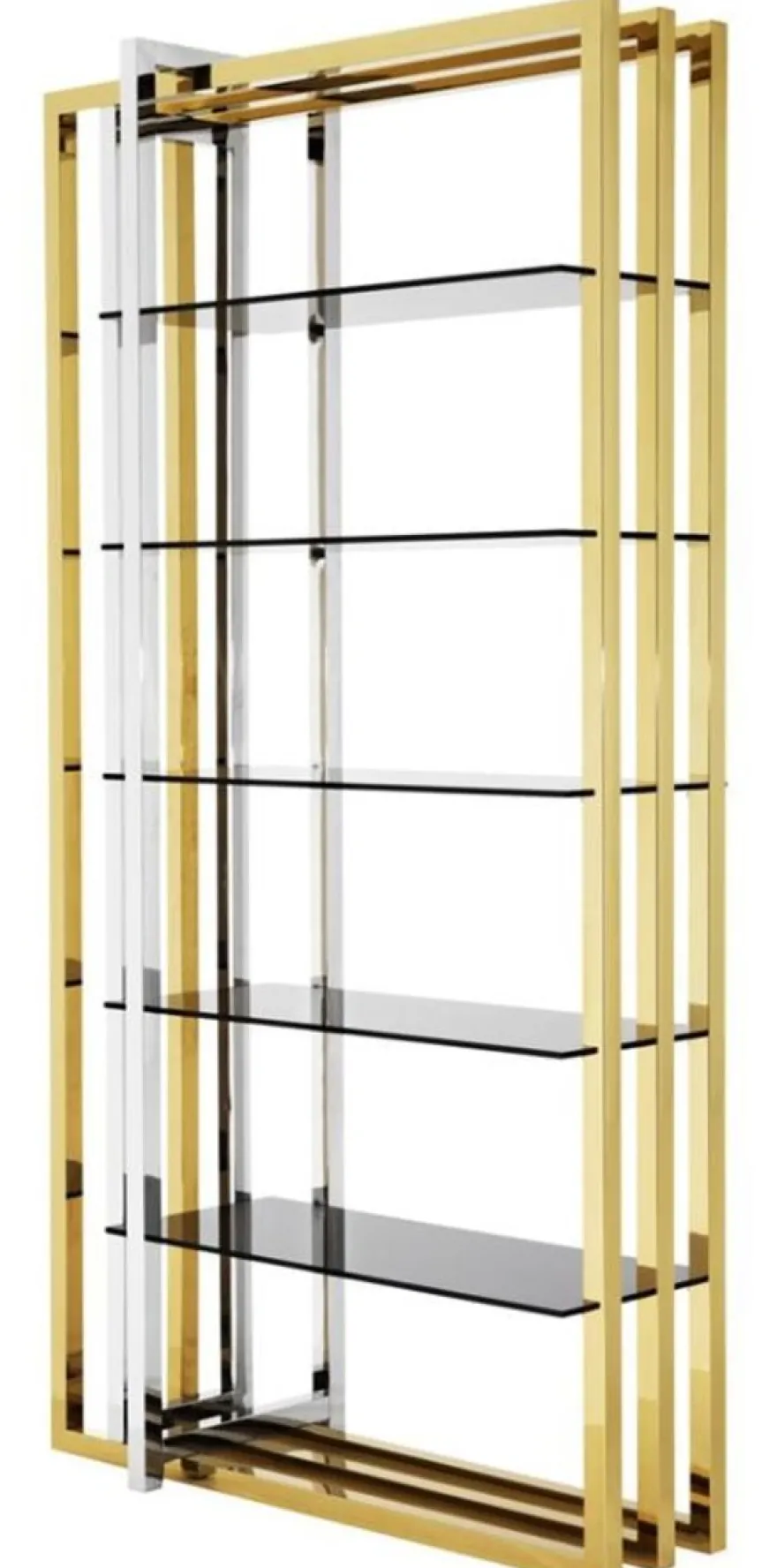 Casa Padrino Designer Edelstahl Regalschrank mit Rauchglas 120 x 46 x H. 230 cm - Luxus Hotel Möbel