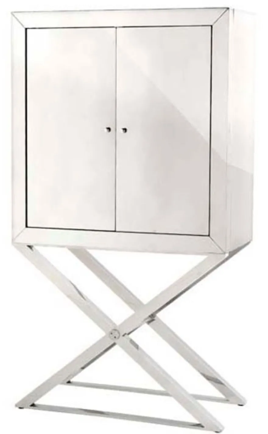 Casa Padrino Designer Edelstahl Schrank Silber - Luxus Wohnzimmer Möbel