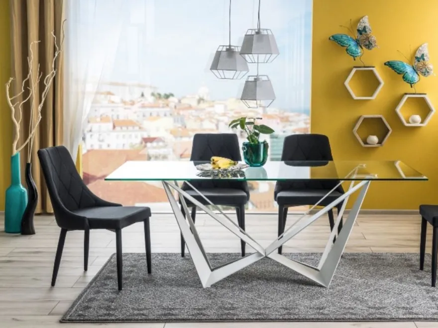 Casa Padrino Designer Esstisch mit gehärteter Glasplatte Weiß 180 x 90 x H. 76 cm - Luxus Esszimmer Möbel