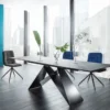 Casa Padrino Designer Esstisch Schwarz 160-240 x 90 x H. 76 cm - Ausziehbarer Esszimmertisch mit gehärteter Glasplatte - Designer Möbel