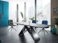 Casa Padrino Designer Esstisch Schwarz 160-240 x 90 x H. 76 cm - Ausziehbarer Esszimmertisch mit gehärteter Glasplatte - Designer Möbel