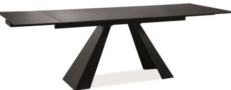 Casa Padrino Designer Esstisch Mattschwarz 160-240 x 90 x H. 76 cm - Ausziehbarer Esszimmertisch mit gehärteter Glasplatte - Designer Möbel