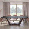 Casa Padrino Designer Esstisch Schwarz / Braun 200-250 x 98 x H. 76 cm - Ausziehbarer Esszimmertisch mit Glaskeramik Tischplatte - Esszimmer Möbel - Küchen Möbel - Designer Möbel