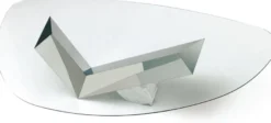 Casa Padrino Designer Esstisch Silber / Weiß 240 x 115 x H. 75 cm - Esszimmertisch mit Glasplatte - Moderne Esszimmer Möbel - Luxus Kollektion
