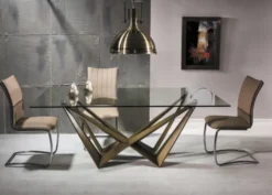 Casa Padrino Designer Esstisch mit Glasplatte Braun 200 x 100 x H. 76 cm - Luxus Esszimmer Möbel