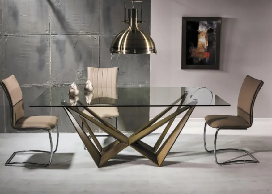 Casa Padrino Designer Esstisch mit Glasplatte Braun 200 x 100 x H. 76 cm - Luxus Esszimmer Möbel