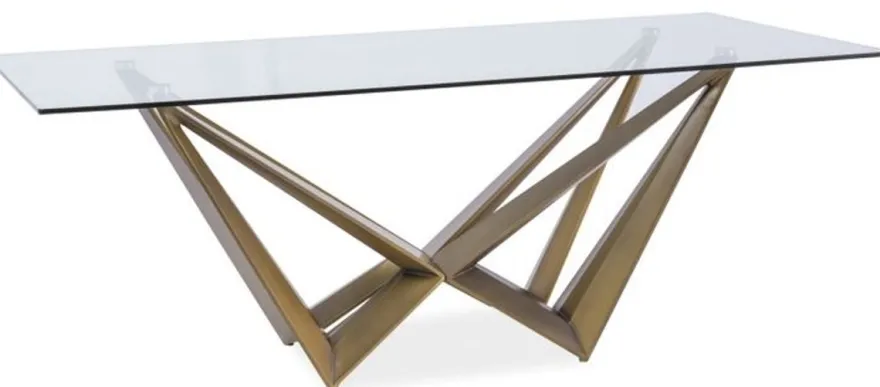 Casa Padrino Designer Esstisch mit Glasplatte Braun 200 x 100 x H. 76 cm - Luxus Esszimmer Möbel