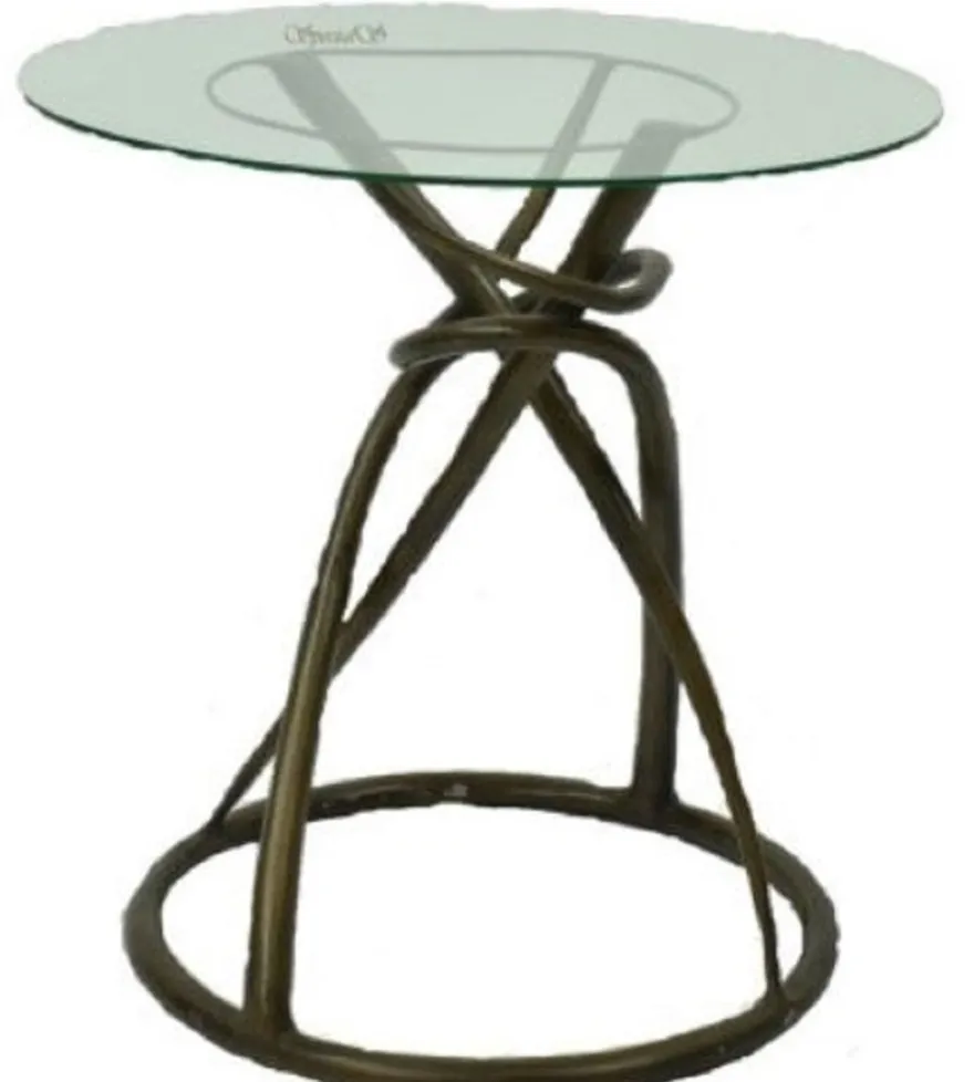 Casa Padrino Designer Esstisch Bronze Ø 71 x H. 70 cm - Runder Esszimmertisch mit Glasplatte - Luxus Qualität