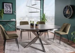 Casa Padrino Designer Esstisch Grau / Silber 120-160 x 120 x H. 76 cm - Ausziehbarer Esszimmertisch mit Glaskeramik Tischplatte und Edelstahl Beinen - Küchen Möbel - Designer Esszimmer Möbel