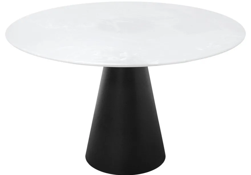 Casa Padrino Designer Esstisch Schwarz / Weiß 120 x H. 76 cm - Esszimmertisch