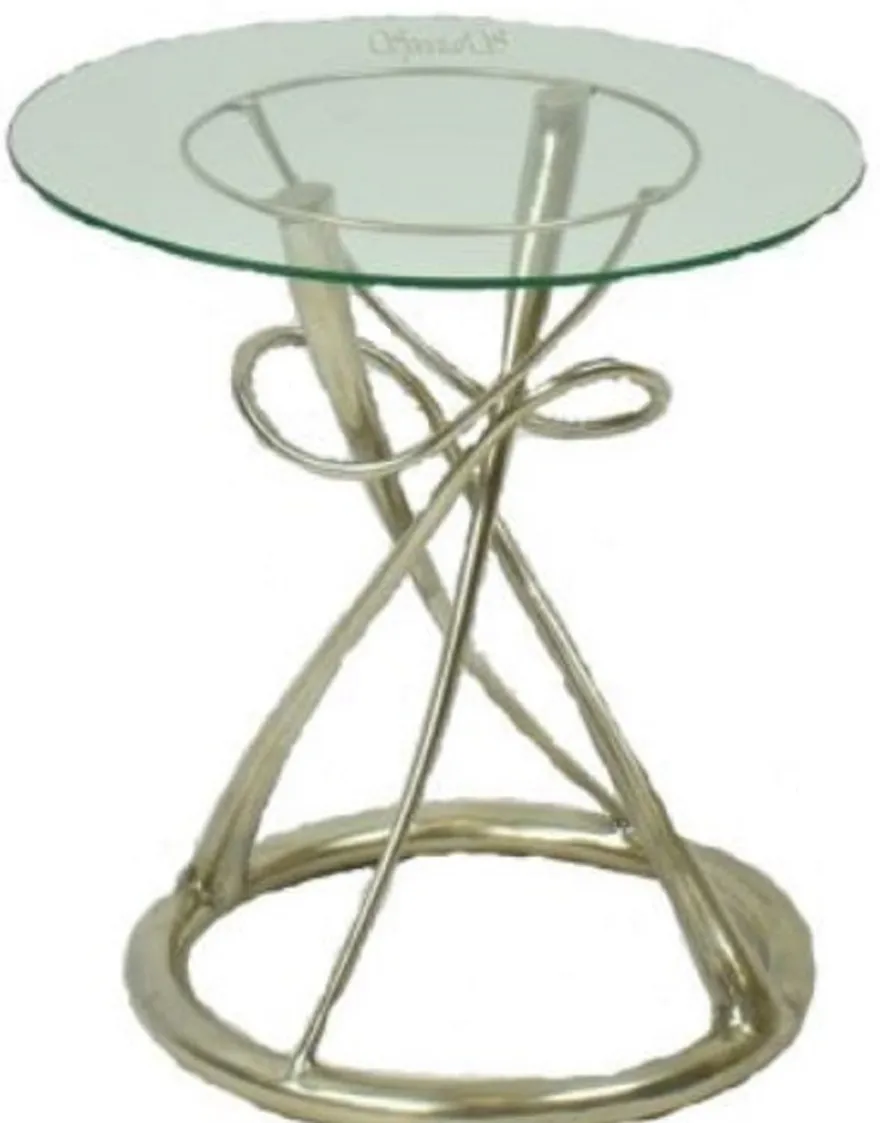 Casa Padrino Designer Esstisch Silber Ø 71 x H. 70 cm - Runder Esszimmertisch mit Glasplatte - Luxus Qualität