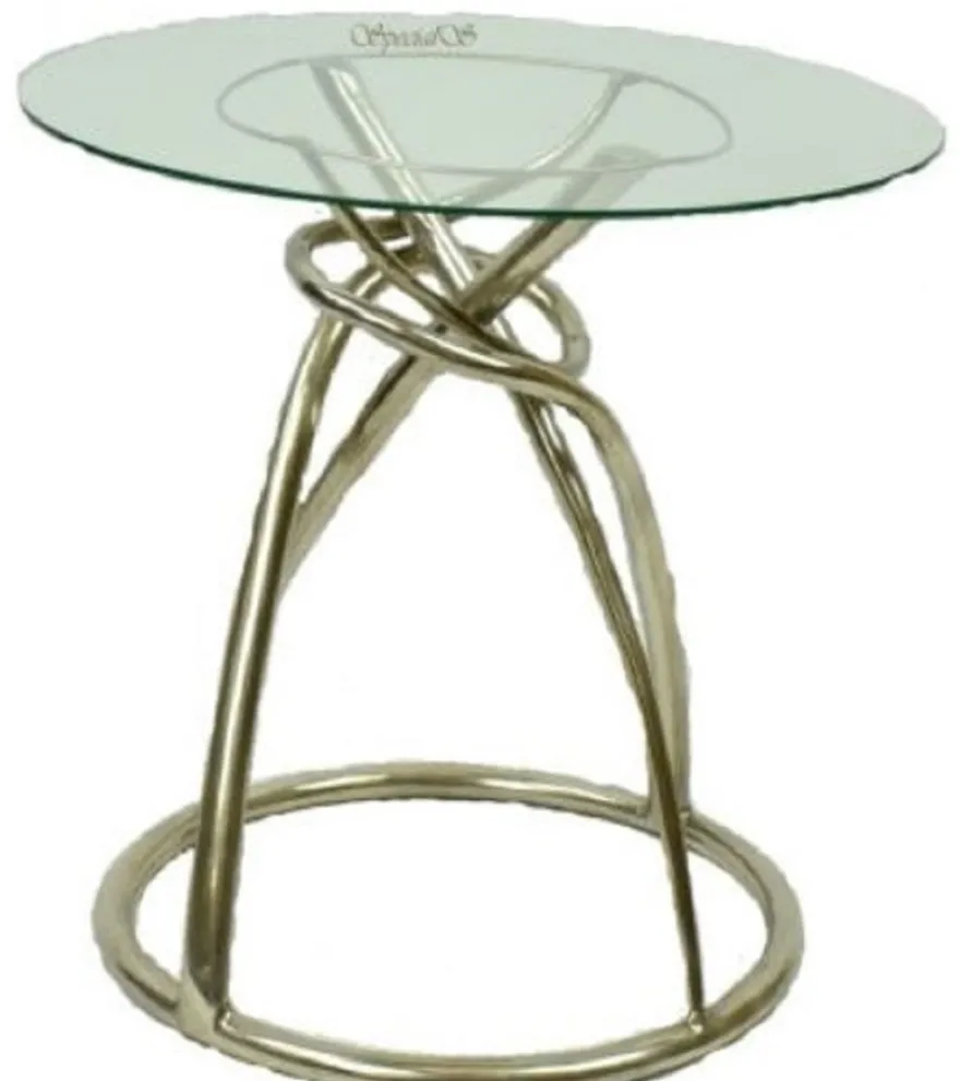 Casa Padrino Designer Esstisch Silber Ø 71 x H. 70 cm - Runder Esszimmertisch mit Glasplatte - Luxus Qualität