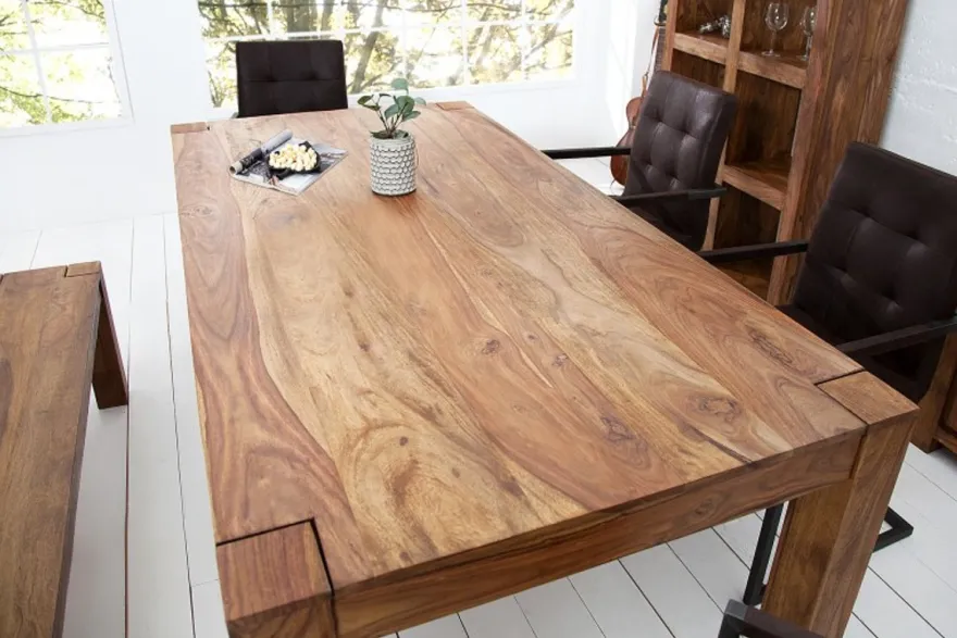 Casa Padrino Designer Esstisch 160cm Massivholz Sheesham - Restaurant Möbel - schwere Ausführung