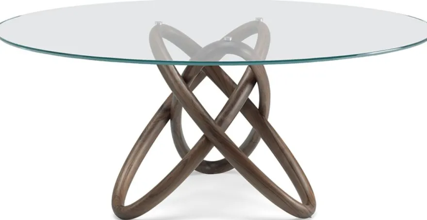 Casa Padrino Designer Esstisch Braun - Verschiedene Tischgrößen - Moderner runder Esszimmertisch mit Glasplatte - Esszimmer Möbel - Luxus Qualität - Made in Italy