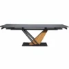 Casa Padrino Designer Esstisch Matt Schwarz / Braun 160-220 cm - Ausziehbarer Küchentisch