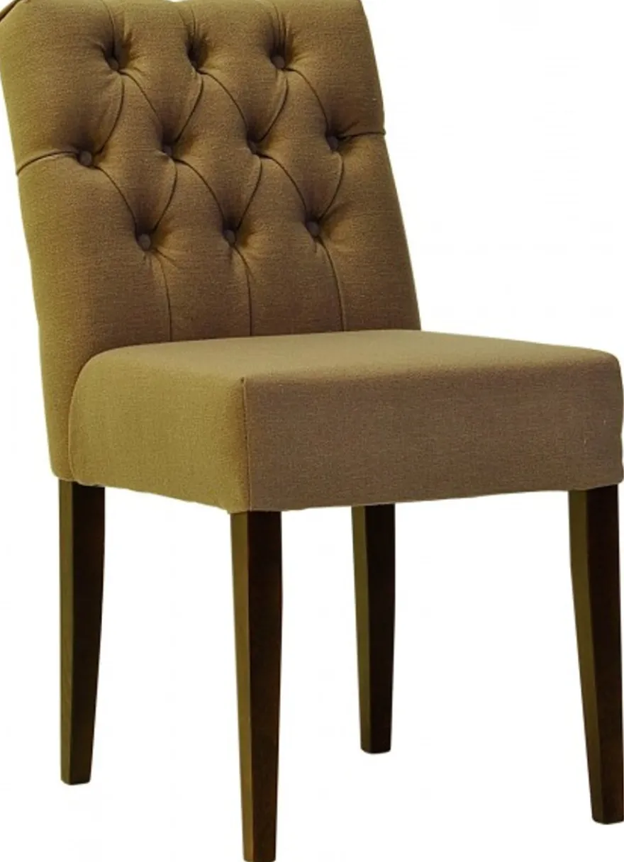 Casa Padrino Designer Esszimmer Stuhl Modell EF 283 Khaki / Braun - Buchenholz - Chesterfield Design - 87 x 44 x 67 cm