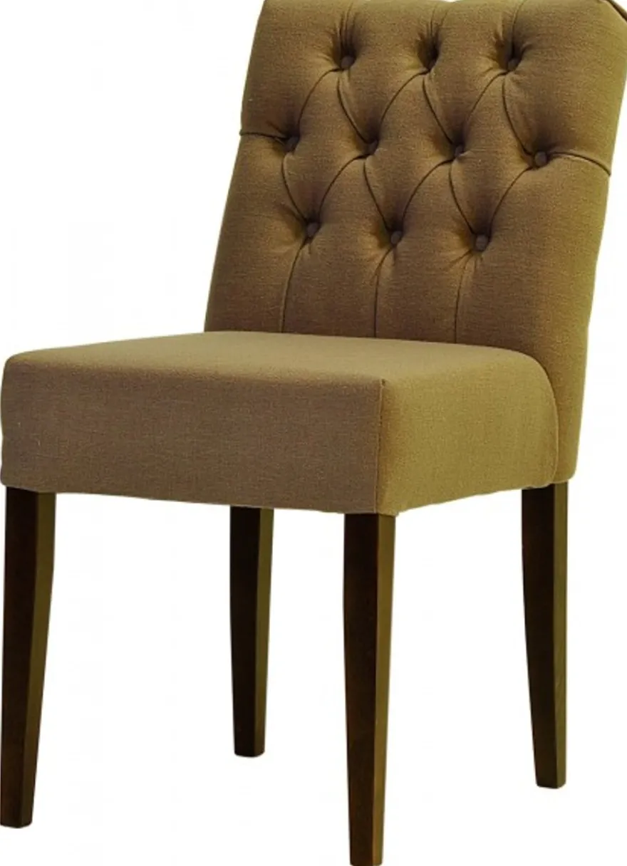 Casa Padrino Designer Esszimmer Stuhl Modell EF 283 Khaki / Braun - Buchenholz - Chesterfield Design - 87 x 44 x 67 cm