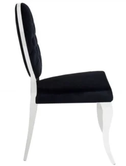 Casa Padrino Designer Esszimmer Stuhl Schwarz / Silber ohne Armlehne - Designer Stuhl