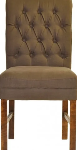 Casa Padrino Designer Esszimmer Stuhl ModEF 16 im Chesterfield Design Braun-Grau / Braun - 103 x 48 x 69 cm