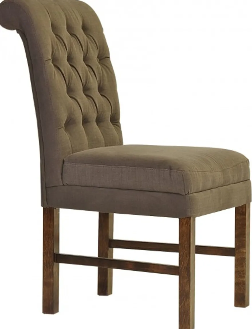 Casa Padrino Designer Esszimmer Stuhl ModEF 16 im Chesterfield Design Braun-Grau / Braun - 103 x 48 x 69 cm