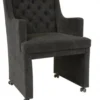 Casa Padrino Designer Esszimmer Stuhl / Sessel Modell EF 310 in Dunkelgrau - 87 x 60 x 65 cm - Stuhl mit Rollen für Gastronomie