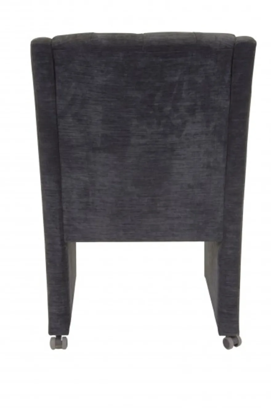 Casa Padrino Designer Esszimmer Stuhl / Sessel Modell EF 310 in Dunkelgrau - 87 x 60 x 65 cm - Stuhl mit Rollen für Gastronomie