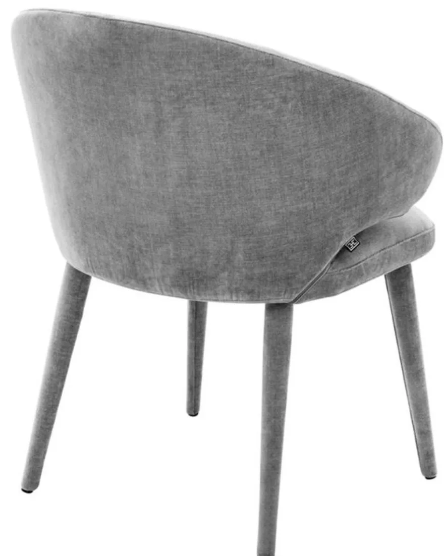 Casa Padrino Designer Esszimmerstuhl mit Armlehnen in Grau 62 x 55 x H. 79 cm